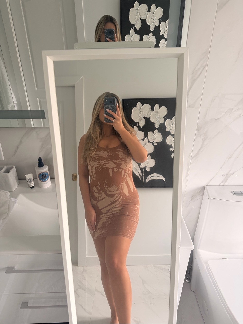 H&M Tan Animal Print Mini Dress